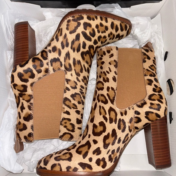 Ralph Lauren Tan Leopard Print Ankle Boots - Picture 3 of 12